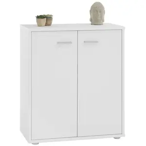 Idimex Buffet FIRMIN, commode meuble de rangement avec 2 portes, en mélaminé blanc mat pas cher