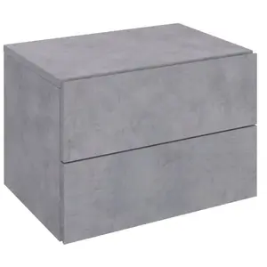 Idimex Chevet suspendu FLORENT, étagère murale avec 2 tiroirs sans poignée, en mélaminé décor béton pas cher