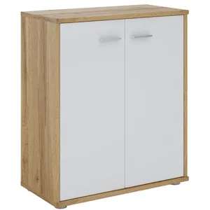 Idimex Buffet FIRMIN, commode meuble de rangement avec 2 portes, en mélaminé décor chêne sauvage et blanc mat pas cher