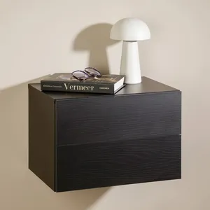 Idimex Chevet suspendu FLORENT en bois coloris frêne noir avec 2 tiroi... pas cher