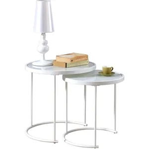 Lot de 2 tables d'appoint - IDIMEX - LEYRE - Plateau rond en verre tre... pas cher