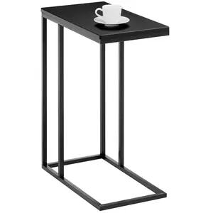 Table d'appoint DEBORA - IDIMEX - Bout de canapé cadre métal noir et plateau MDF noir mat pas cher
