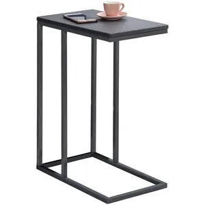 Idimex Bout de canapé DEBORA table d'appoint table à café table basse de salon cadre en métal gris et plateau rectangulaire en MDF gris mat pas cher