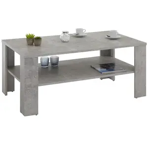 Idimex Table basse LORIENT, table de salon rectangulaire avec 1 étagère espace de rangement ouvert, en mélaminé décor béton pas cher