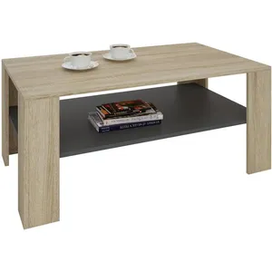 Idimex Table basse LORIENT, table de salon rectangulaire avec 1 étagère espace de rangement ouvert, en mélaminé décor chêne sonoma et gris pas cher
