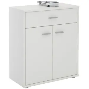 Idimex Buffet MONACO, commode meuble de rangement avec 1 tiroir et 2 portes, en mélaminé blanc mat pas cher