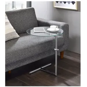 Table d'appoint - IDIMEX - LEONIE - Pied réglable - Plateau en verre trempé - Design élégant pas cher