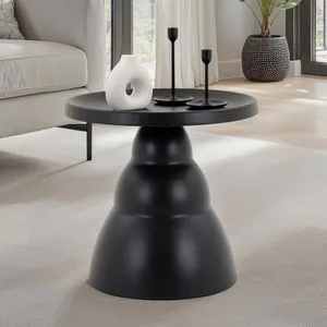 Idimex Table basse ronde LORIS Design Moderne Diamètre 50 cm Noire Tab... pas cher