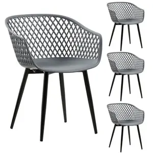 Idimex Lot de 4 chaises de salle à manger ou cuisine MADEIRA en plastique gris anthracite