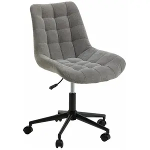 Idimex Chaise de bureau VASILO fauteil en velours côtelé gris avec piétement en métal laqué noir pas cher