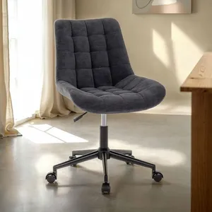 Idimex Chaise de bureau VASILO fauteuil en velours côtelé noir avec pi... pas cher