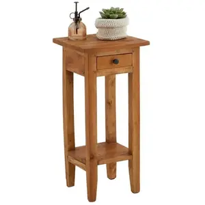 Idimex Table d'appoint GERBIER petit meuble avec 1 tiroir et 1 étagère, de style maison de campagne, en acajou à la finition naturelle pas cher