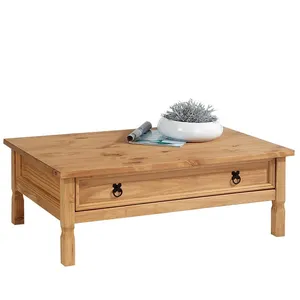 Idimex Table basse de salon TEQUILA rectangulaire style mexicain avec 1 tiroir, en pin massif finition teintée/cirée pas cher