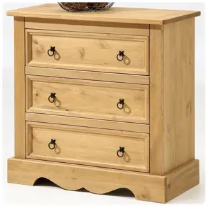 Idimex Commode buffet style mexicain pin massif finition cirée pas cher