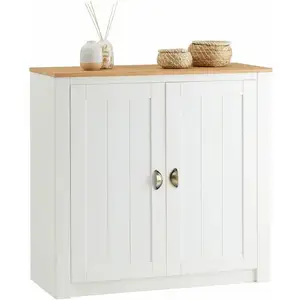 Buffet BOLTON - IDIMEX - Meuble de salon - 2 portes - Pin massif - Bla... pas cher
