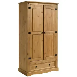 Comparateur de prix : Idimex Armoire penderie TEQUILA style mexicain pin massif finition cirée