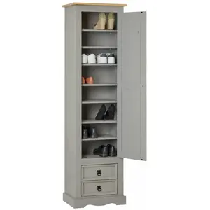 Armoire - IDIMEX - TEQUILA - 7 tablettes - 2 tiroirs - pin massif lasu... pas cher