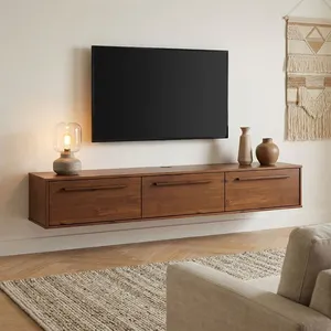 Idimex Meuble TV Suspendu TECCA L 180 cm en Bois Massif Coloris Châtai... pas cher