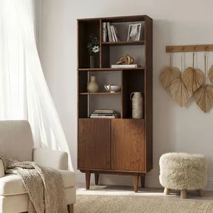 Idimex Buffet haut SIMONA 80x188 cm en bois massif coloris châtaignier... pas cher