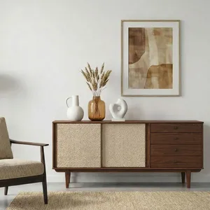 Idimex Buffet en bois SIMONA L 175 cm coloris châtaignier avec 4 Tiroi... pas cher