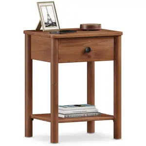 Idimex Table de chevet apoana avec tiroir En pin massif lasuré brun foncé pas cher
