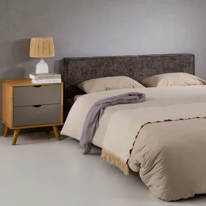 Idimex Tête de lit ELOWA 160 rembourrée, En tissu polyester pour lit 160 cm, Sur pieds en plastique, Gris pas cher