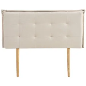 Idimex Tête de lit EBEYA 120 capitonnée, En tissu rembourré, Pieds en bois, Design élégant, Pour lits 120 cm, Écru pas cher
