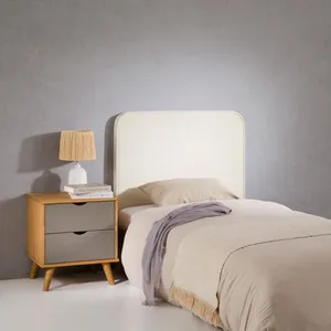 Idimex Tête de lit LUNAR 90, En tissu rembourré, Fixation murale Design arrondi moderne, Pour lit 90 cm ou moins, Blanc crème pas cher