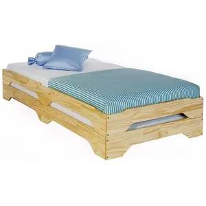 Idimex Lot de 2 lits superposables RONNY 90 x 200 cm couchage supplémentaire fonctionnel en pin massif vernis naturel pas cher