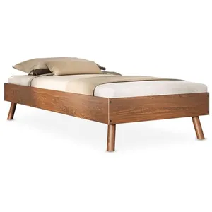 Idimex Lit futon KARRI simple 90 x 200 cm 1 place en bois massif coloris châtaignier robuste idéal pour futon ou matelas pas cher