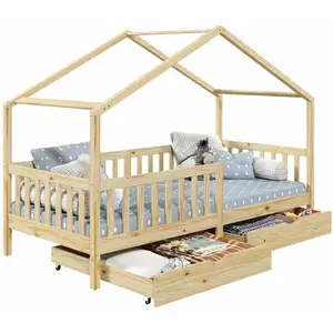 Lit cabane ELEA - IDIMEX - 90 x 200 cm - Avec tiroirs - En pin massif pas cher