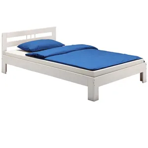 Idimex Lit simple en pin massif lasuré blanc THEO 120 x 200 cm pour enfant et adulte avec tête de lit pas cher