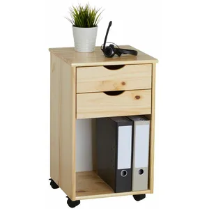 Caisson de bureau - IDIMEX - KANO - 2 tiroirs - 1 niche - pin massif n... pas cher