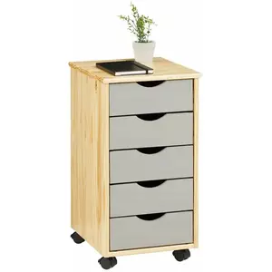 Caisson de bureau - IDIMEX - LAGOS - 5 tiroirs - Pin massif vernis nat... pas cher