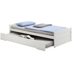 Idimex Lit gigogne LORENA 1 personne tiroir lit fonctionnel 90 x 200 cm pin massif lasuré blanc pas cher