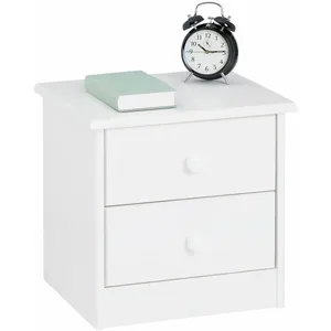 Idimex Table de chevet RONDO pin massif lasuré blanc pas cher