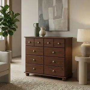 Idimex Commode chambre COLMAR L 92 cm 8 tiroirs en bois massif brun fo...