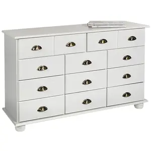Idimex Commode apothicaire COLMAR en pin massif lasuré blanc avec 11 tiroirsVendu parcdiscount