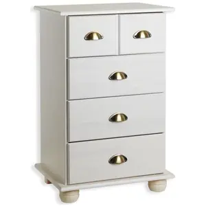 Idimex Commode COLMAR chiffonnier apothicaire rangement avec 4 tiroirs en pin massif lasuré blancVendu parcdiscount