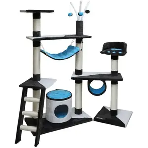 KERBL PET 81505 Creativ Arbre à chat Anthracite/bleu/blanc Hauteur 150 cmVendu pargalaxus