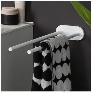 Emco, Porte-serviettes + crochets pour serviettes, porte-serviettes rond, 2 bras, rigide, 400mm, 4350