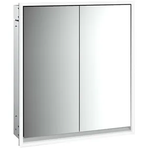 Emco, Armoire de toilette, loft armoire de toilette lumineuse, 600 mm, modèle à encastrer, aluminium/miroir (64.30 x 17.50 x 73.30 cm)