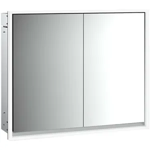 Emco, Armoire de toilette, loft armoire de toilette lumineuse, 800mm, 2 portes, modèle à encastrer, aluminium/miroir (84.30 x 17.50 x 73.30 cm)