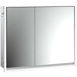 Emco, Armoire de toilette, loft armoire de toilette lumineuse, 800mm, 2 portes, modèle à encastrer, aluminium/miroir (84.30 x 17.50 x 73.30 cm)