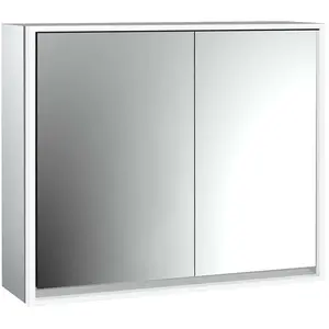 Emco, Armoire de toilette, loft armoire de toilette lumineuse, 800mm, 2 portes, modèle apparent, aluminium/miroir, 979805110 (87.50 x 92 x 27 cm)