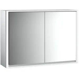 Emco, Armoire de toilette, loft armoire de toilette lumineuse, 1000mm, 2 portes, modèle apparent, aluminium/miroir, 979805112 (104.40 x 17.50 x 73.30 cm)