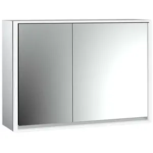 Emco, Armoire de toilette, loft armoire de toilette lumineuse, 1000mm, 2 portes, modèle apparent, aluminium/miroir, 979805114 (104.40 x 17.50 x 73.30 cm)