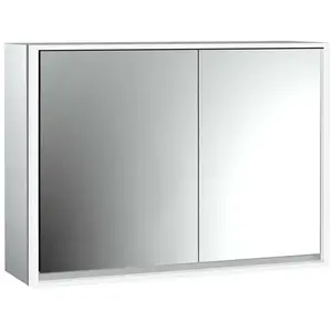 Emco, Armoire de toilette, loft armoire de toilette lumineuse, 1000mm, 2 portes, modèle apparent, aluminium/miroir, 979805116 (104.40 x 17.50 x 73.30 cm)