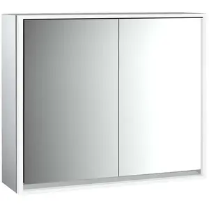 Emco, Armoire de toilette, loft armoire de toilette lumineuse, 800mm, 2 portes, modèle apparent, aluminium/miroir, 979805106 (87.50 x 92 x 27 cm)