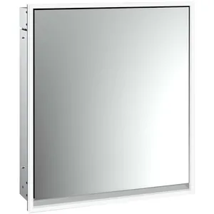 Emco, Armoire de toilette, loft armoire de toilette lumineuse, 600 mm, modèle à encastrer, aluminium/miroir (60 x 17.50 x 73.30 cm)